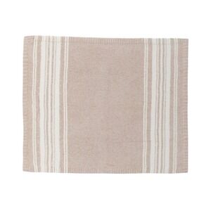 Threshold Cozy Feathery Knit Border Striped Throw Blanket Neutral Beige Ivory